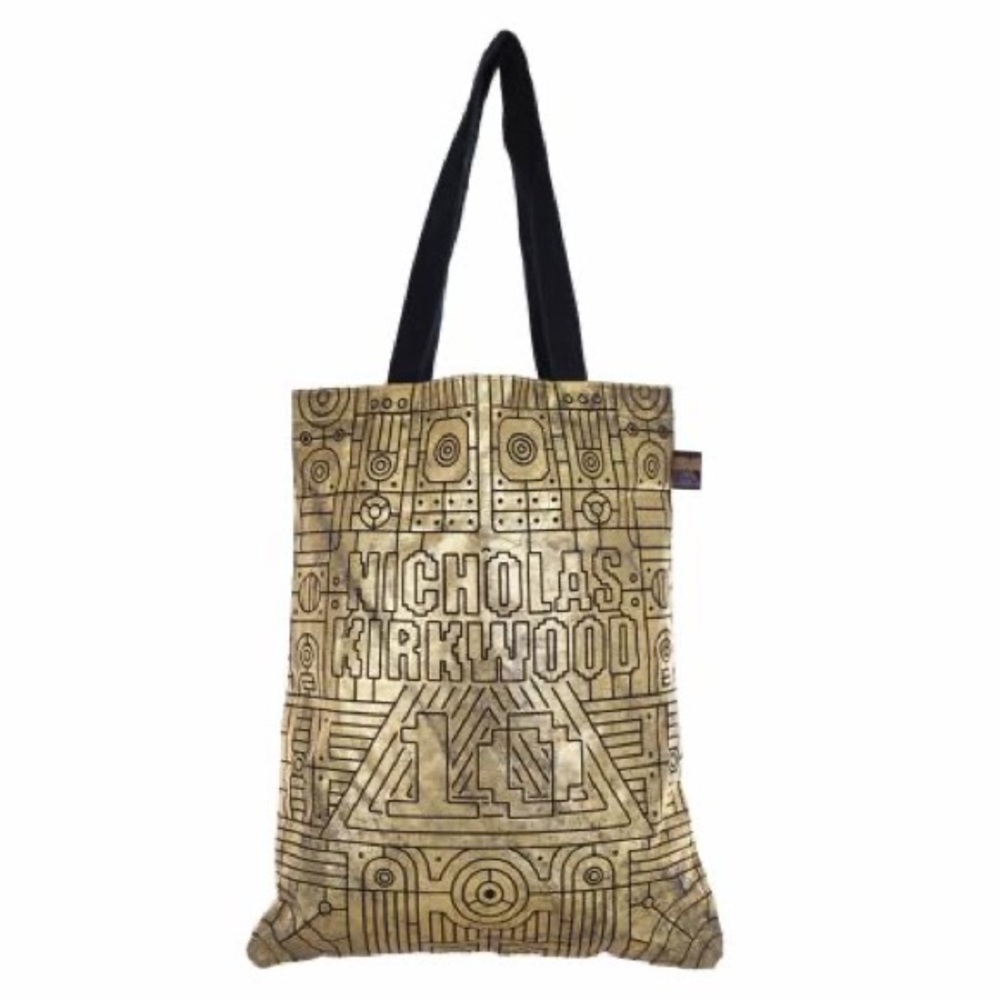 Nicholas Kirkland Gold Foil Lamé 10th Anniversary Canvas Tote Bag